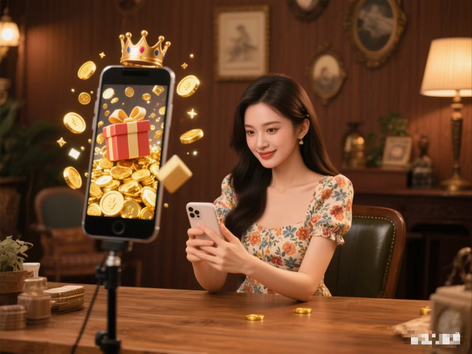 一女坐着正面对着一部手机.jpg 一女坐着正面对着一部手机.jpg